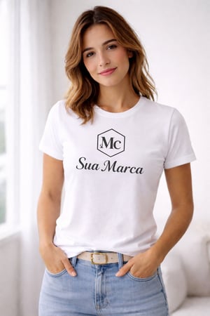 Camisa Feminina de Malha com estampa na frente em 1 cor