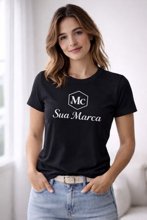Camisa Feminina de Malha com estampa na frente em 1 cor