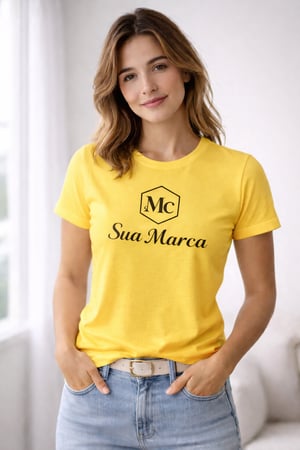Camisa Feminina de Malha com estampa na frente em 1 cor