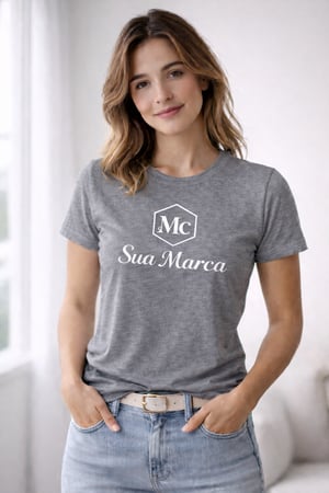 Camisa Feminina de Malha com estampa na frente em 1 cor