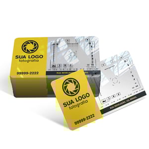 Cartão de visita transparente PVC Transparente 9x5cm 4x0 Verniz Total Brilho 4 Cantos Arredondados 