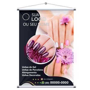 Banner em Lona Lona 440g  4x0 Brilho Madeira, cordinha e borrachinha. 