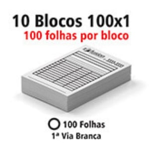 Bloco 10x15cm com 100 folhas - 1 via Apergaminhado 75g 10x15cm 1-0   