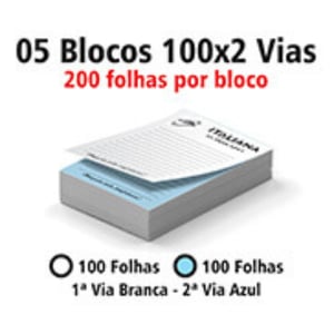 Bloco 10x15cm com 100 folhas - 2 vias Apergaminhado 75g 10x15cm 1-0   