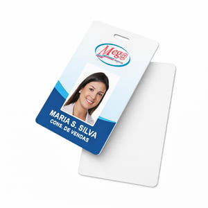 Crachá Personalizado 85x54mm PVC Branco 0,76mm Com Furo