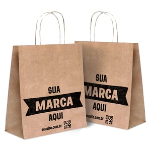 Sacola Personalizada Kraft 22X16X7,5cm Mini Com sua Logo