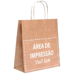 Sacola Personalizada Kraft 22X16X7,5cm Mini Com sua Logo