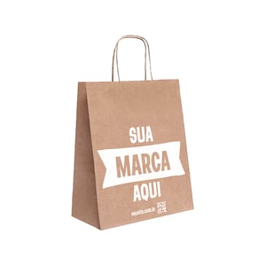 Sacola Personalizada Kraft 25X21X10 PP cm Com sua Logo