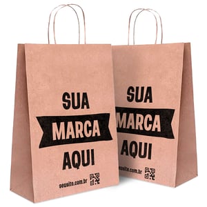 Sacola Personalizada Kraft 32X23X10cm M Com sua Logo