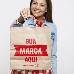 Sacola Personalizada Kraft 34X30X17cm G1 Com sua Logo