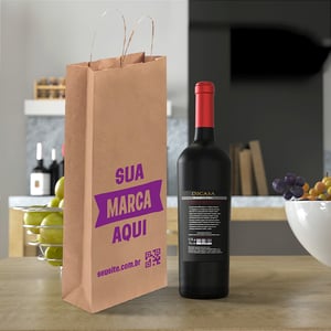 Sacola Personalizada Kraft 40X18X7,5cm Vinho Com sua Logo