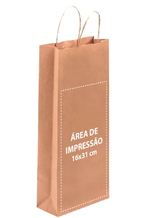 Sacola Personalizada Kraft 40X18X7,5cm Vinho Com sua Logo