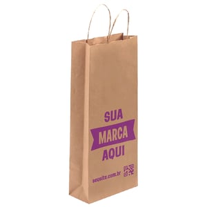 Sacola Personalizada Kraft 40X18X7,5cm Vinho Com sua Logo