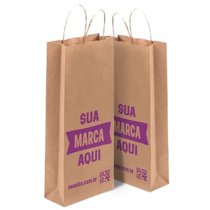 Sacola Personalizada Kraft 40X18X7,5cm Vinho Com sua Logo