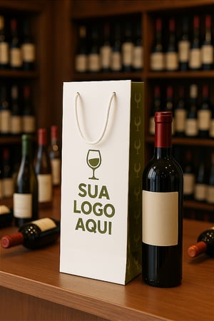 Sacola Personalizada Vinho / Garrafas 11,5x8x39cm Papel 180g  Impressão Colorida