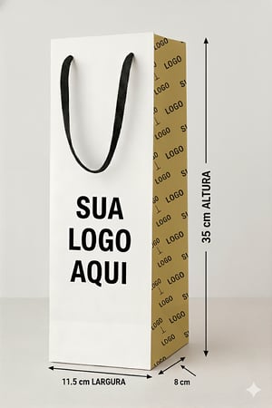Sacola Personalizada Vinho / Garrafas 11,5x8x39cm Papel 180g  Impressão Colorida