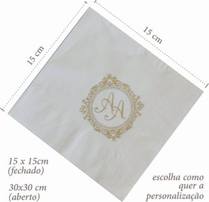 Guardanapo Personalizado Premium Folha Dupla Fechado 15x15cm Aberto 30x30cm - 30X