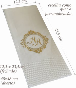 Guardanapo Personalizado Qualidade Premium grande Folha Dupla Fechado 12,3x23,5cm Aberto 48x48 cm - 48X