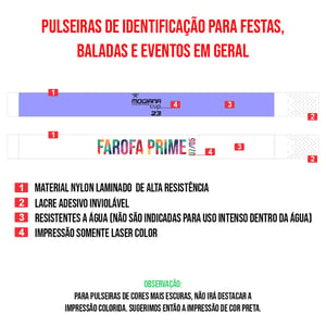 Pulseira Personalizada e Numeradas Para Festas Eventos Em Nylon Impressão Colorida