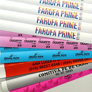 Pulseira Personalizada e Numeradas Para Festas Eventos Em Nylon Impressão Colorida