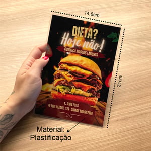 Cardápio A5 Plastificado 13,8cmx20cm - Folha Única