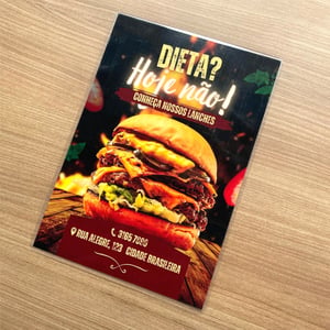Cardápio A5 Plastificado 13,8cmx20cm - Folha Única