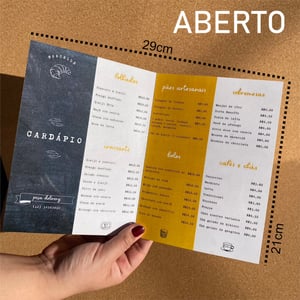 Cardápio A4 Personalizado Laminado 1 dobra 14,5x20cm (FECHADO)