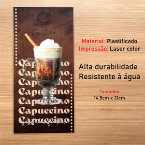 Cardápio Plastificado 13,5cmx30cm - Folha Única
