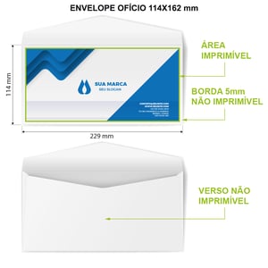Envelope Ofício Personalizado 11,4x22,9cm 90g