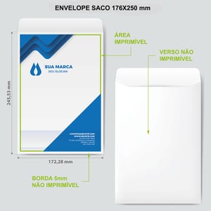 Envelope A5 Personalizado Saco 17,6x25cm 90g