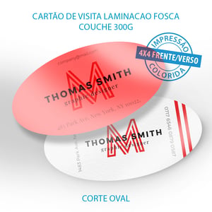 Cartão de Visita Laminacao fosca couchê 300g Impressão Frente e verso colorido 4x4