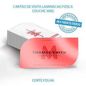 Cartão de Visita Laminacao fosca couchê 300g Impressão Frente e verso colorido 4x4