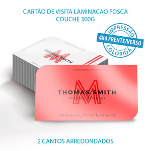 Cartão de Visita Laminacao fosca couchê 300g Impressão Frente e verso colorido 4x4