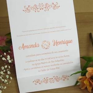 Convite Casamento Clássico Simples e Criativo