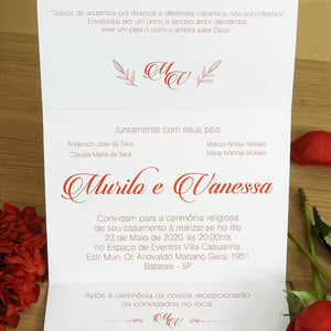 Convite Casamento Clássico Simples e Criativo