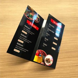 Cardápio A4 Personalizado Laminado 2 dobras 10x20cm (FECHADO)