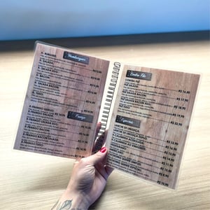 Cardápio A5 Plastificado Personalizado 13,8cmx20cm Encadernado
