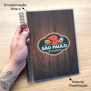 Cardápio A5 Plastificado Personalizado 13,8cmx20cm Encadernado