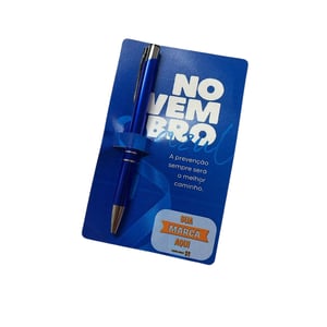 Caneta Metal Personalizada com Tag Novembro Azul para Lembrança Brinde Gravação Laser