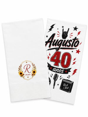 Guardanapo Personalizado Qualidade Premium Retangular Fechado 19,5x10 cm Aberto 40x40 cm - 40X