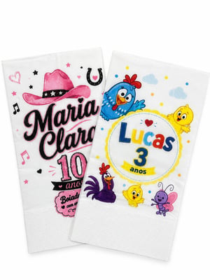Guardanapo Personalizado Qualidade Premium Retangular Fechado 19,5x10 cm Aberto 40x40 cm - 40X