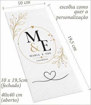 Guardanapo Personalizado Qualidade Premium Retangular Fechado 19,5x10 cm Aberto 40x40 cm - 40X