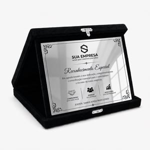 Placa de Homenagem Personalizada com Estojo Veludo 16x20cmcm
