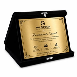 Placa de Homenagem Personalizada com Estojo Veludo 16x20cmcm