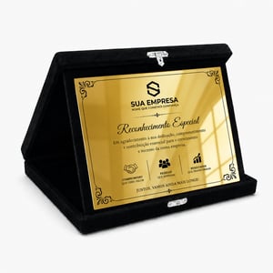 Placa de Homenagem Personalizada com Estojo Veludo 16x20cmcm