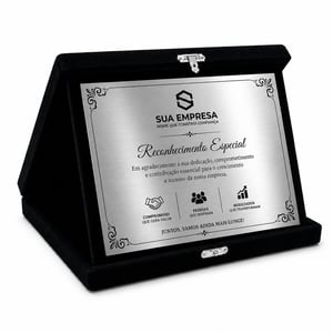 Placa de Homenagem Personalizada com Estojo Veludo 16x20cmcm