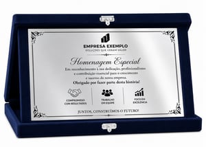 Placa de Homenagem Personalizada com Estojo Veludo 20x28cm