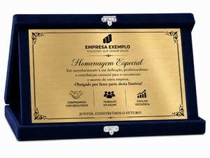 Placa de Homenagem Personalizada com Estojo Veludo 20x28cm
