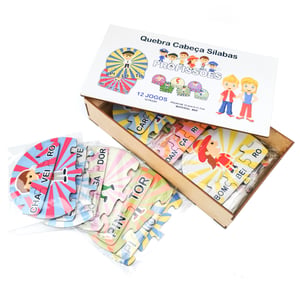 12 Kits Quebra Cabeça Educativo Aprendendo Silabas Profissões MDF