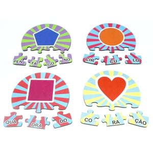 12 Kits Quebra Cabeça Educativo Sílabas Formas MDF